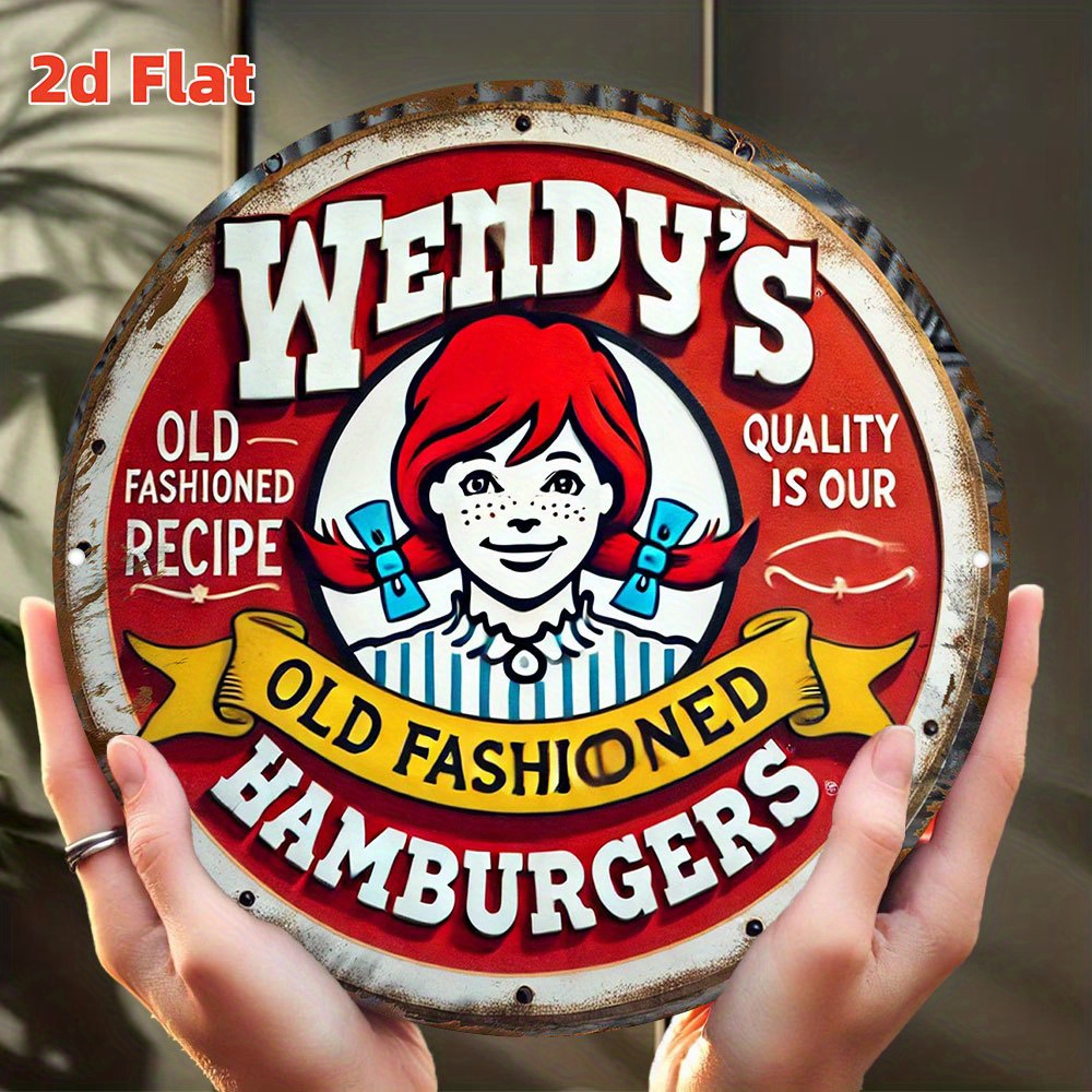 Vintage Fashion Hamburg - Винтажная круглая жестяная табличка Wendy's Old