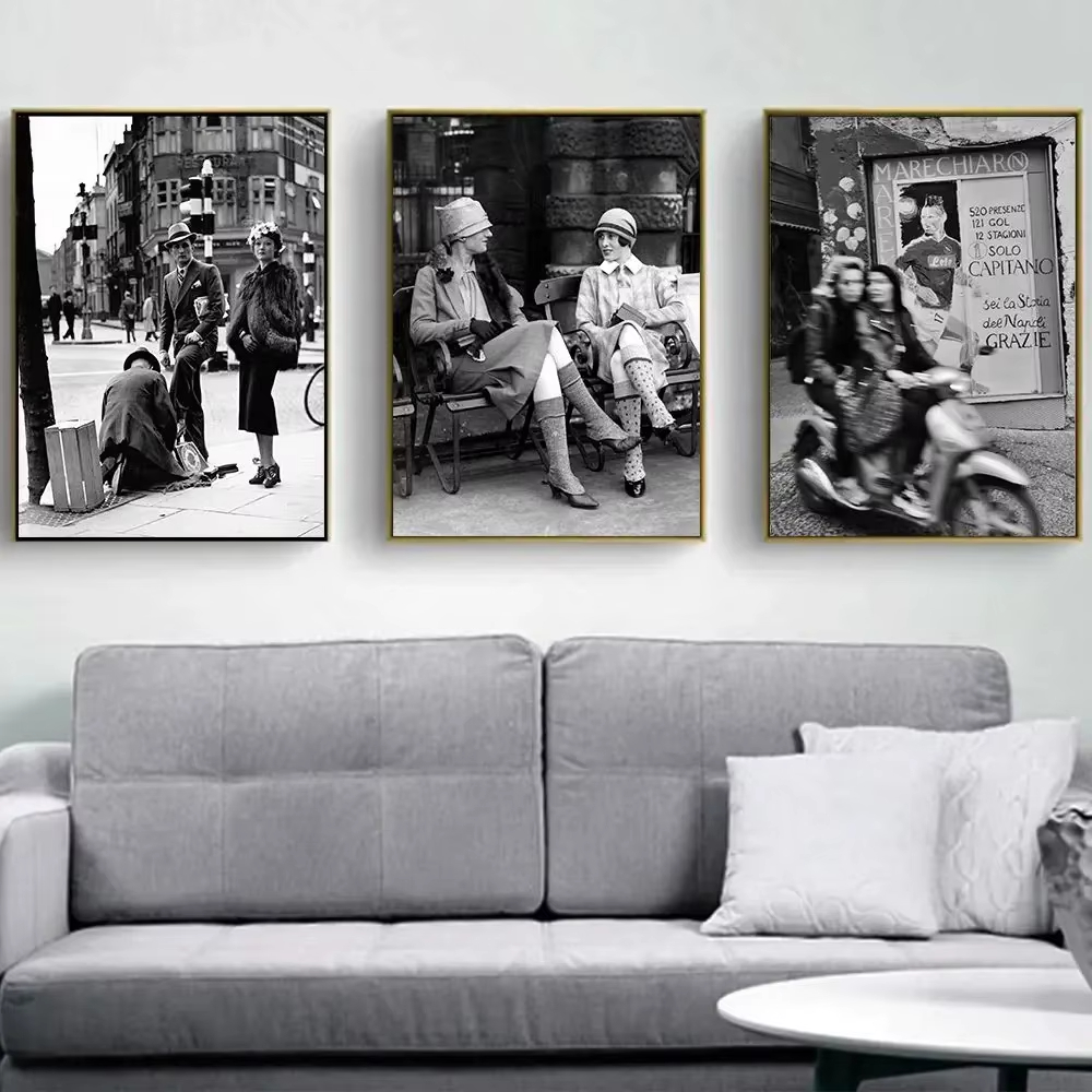 Vintage Fashion In Paris - Модный черно-белый винтажный постер с фотографиями