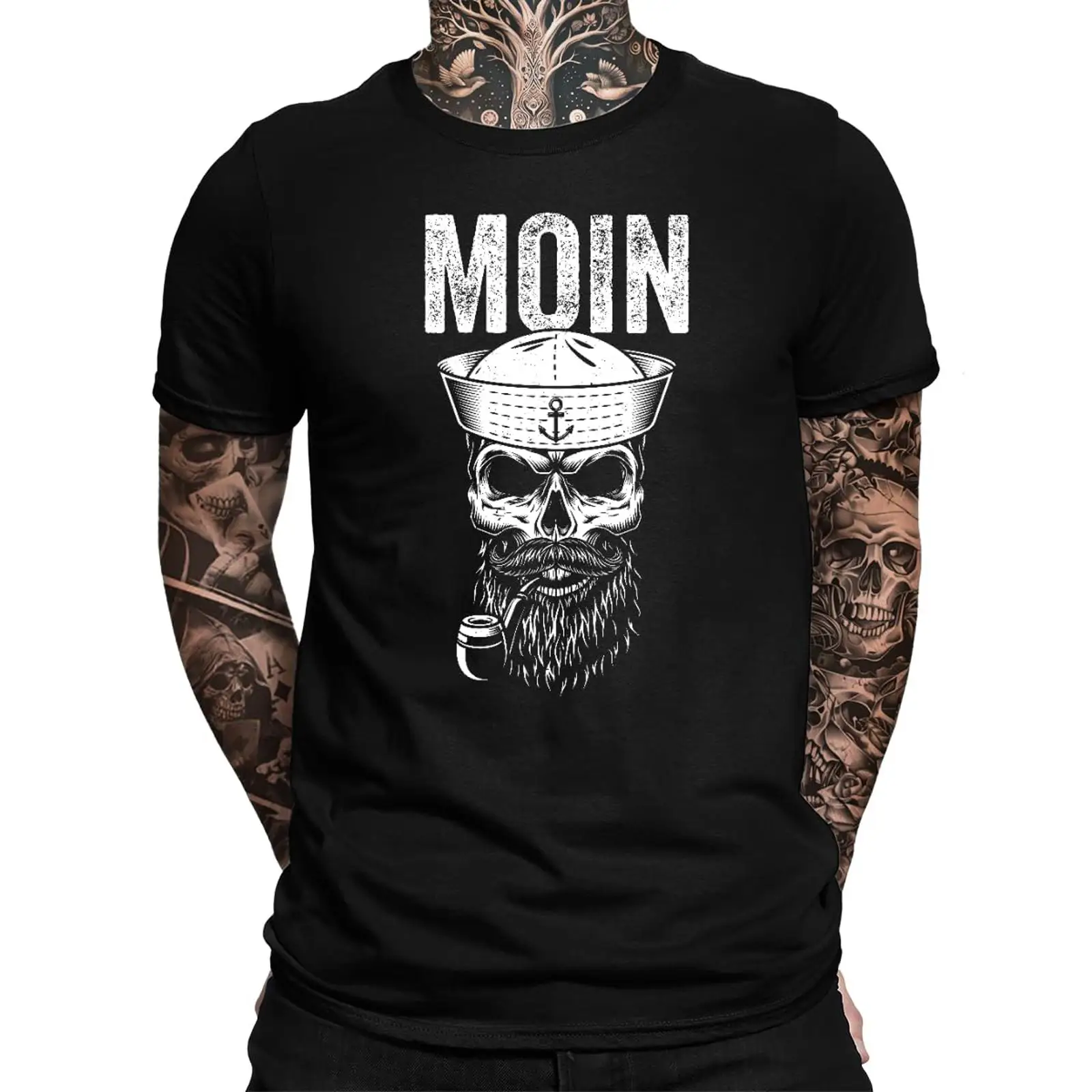 Vintage Fashion Hamburg - Мужская футболка Moin Seemann Skull Hamburg