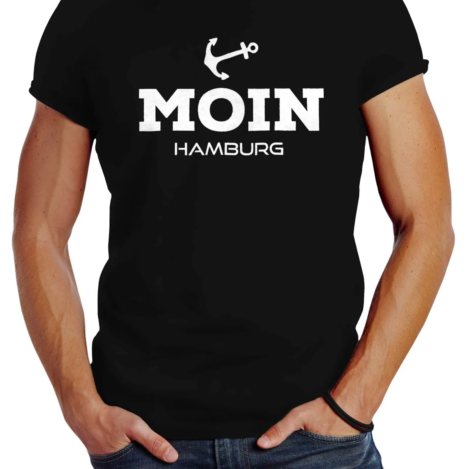 Vintage Fashion Hamburg - Мужская футболка Neverless Moin Hamburg Anchor