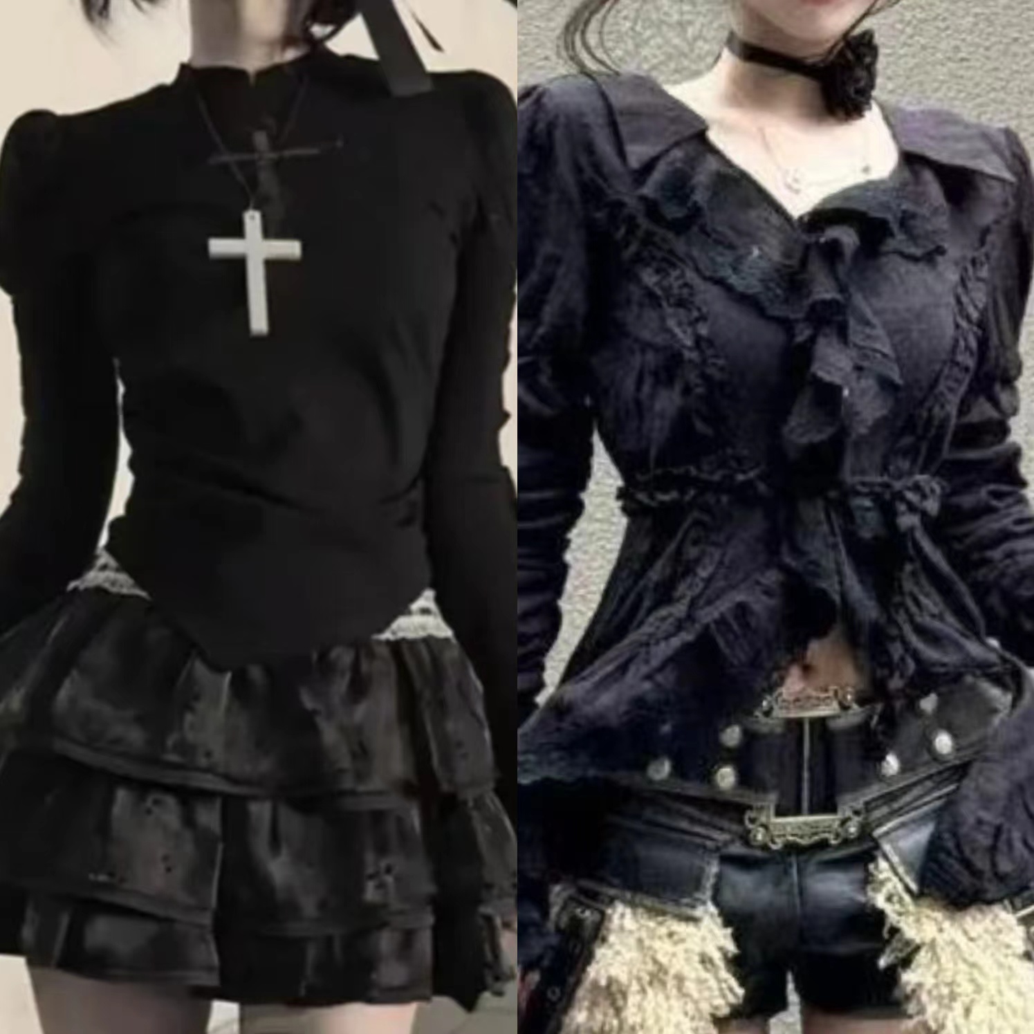 Retro Vintage Korean Fashion - Японская винтажная кружевная короткая рубашка без