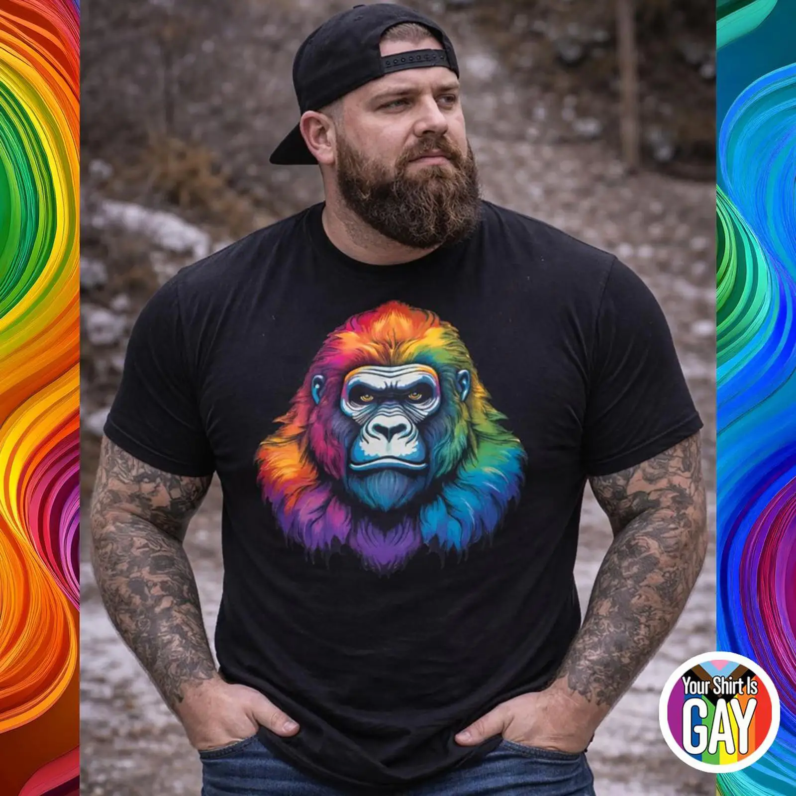 Vintage Fashion Community - Футболка Gay Gorilla Pride с радужным