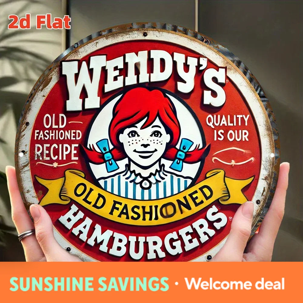 Vintage Fashion Hamburg - Винтажная круглая жестяная табличка Wendy's Old