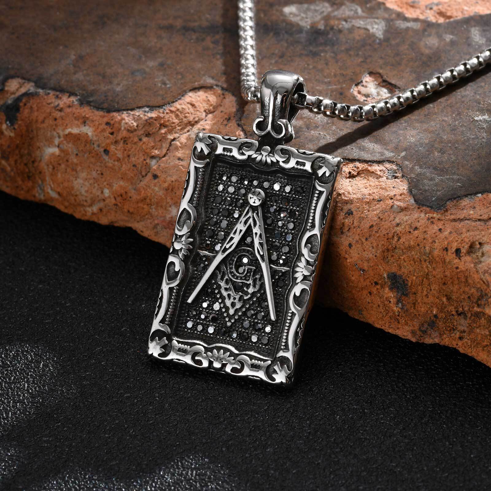 Vintage Fashion Tags - Ожерелье с квадратным кулоном Freemason для